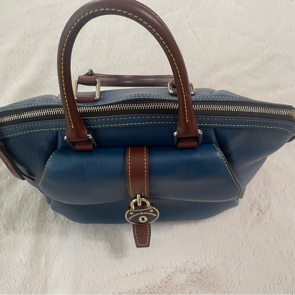 Dooney & Bourke Blue and Brown Satchel - Picture 3 of 14